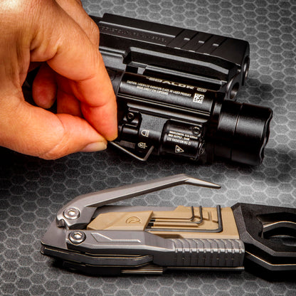 Real Avid Pistol Tool for Gun Maintenance | 19 in 1 Pistol Multitool & Handgun Utility Tool for Striker Fired & 1911 Platforms, Includes 1911 Bushing Wrench, Tanto Knife & Laser Sights Adjusters