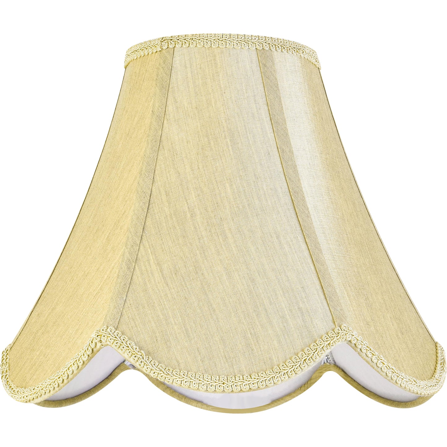 GO&SO Gold Lamp Shade Medium Bell Lamp Shades 2pc Edge Petal Braid Design Scalloped Lamp Shade,6"Top x 13"Bottom x 10.6"Vertical Height (Spider) Replacement Lampshades for Table Lamps - Easy Assembly