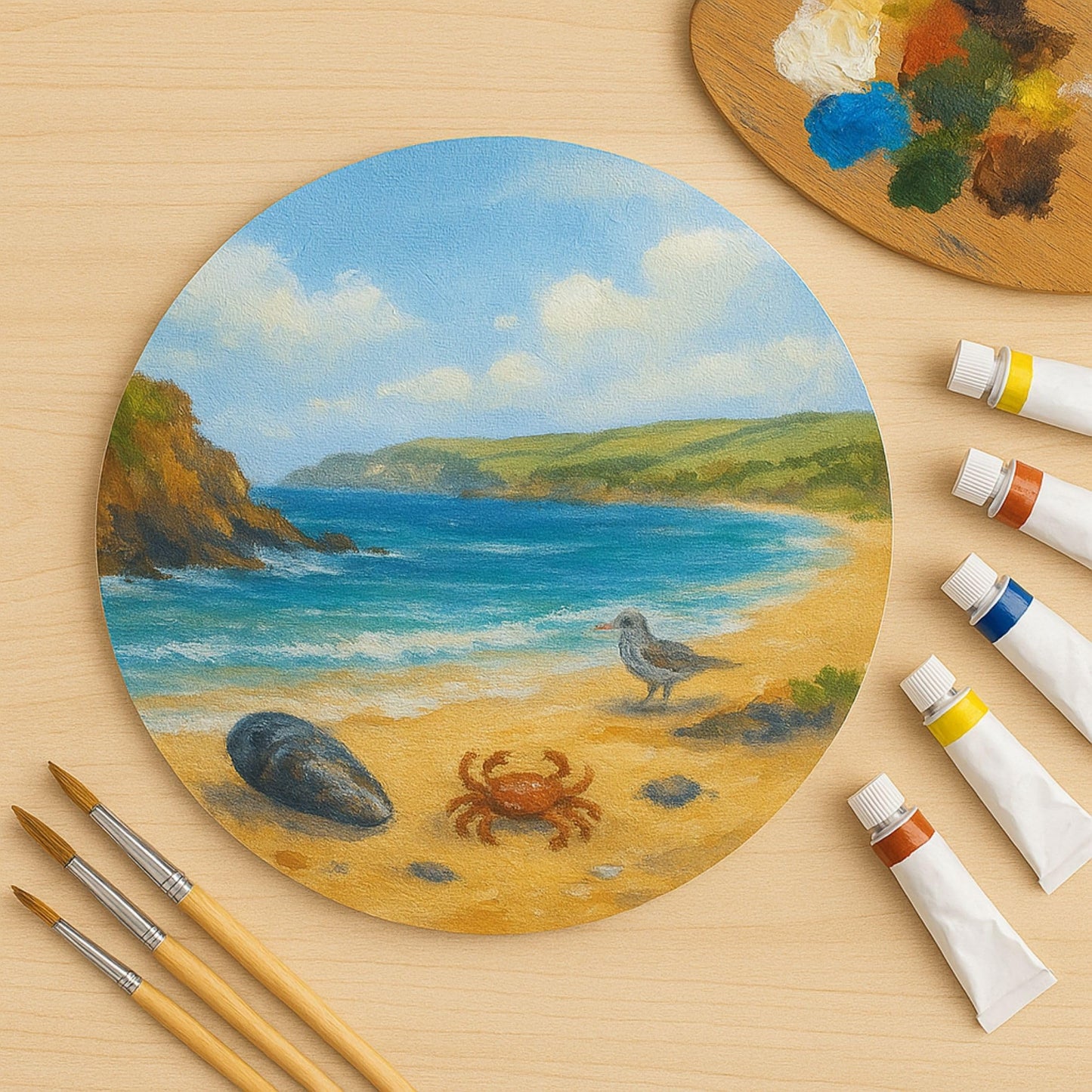 Exerz 30cm Round Canvas Panels 6pcs/ 3mm 280gsm 100% Cotton/Diameter 30cm Blank Artist Canvas Board/Triple Primed/Acid Free/Medium Grain - Oil & Acrylic