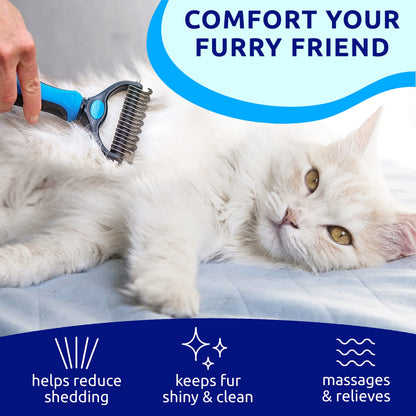Pat Your Pet Cat & Dog Brush - Double Sided Undercoat Rake - Grooming and Deshedding Tool for Dogs and Cats with Medium or Long Hair