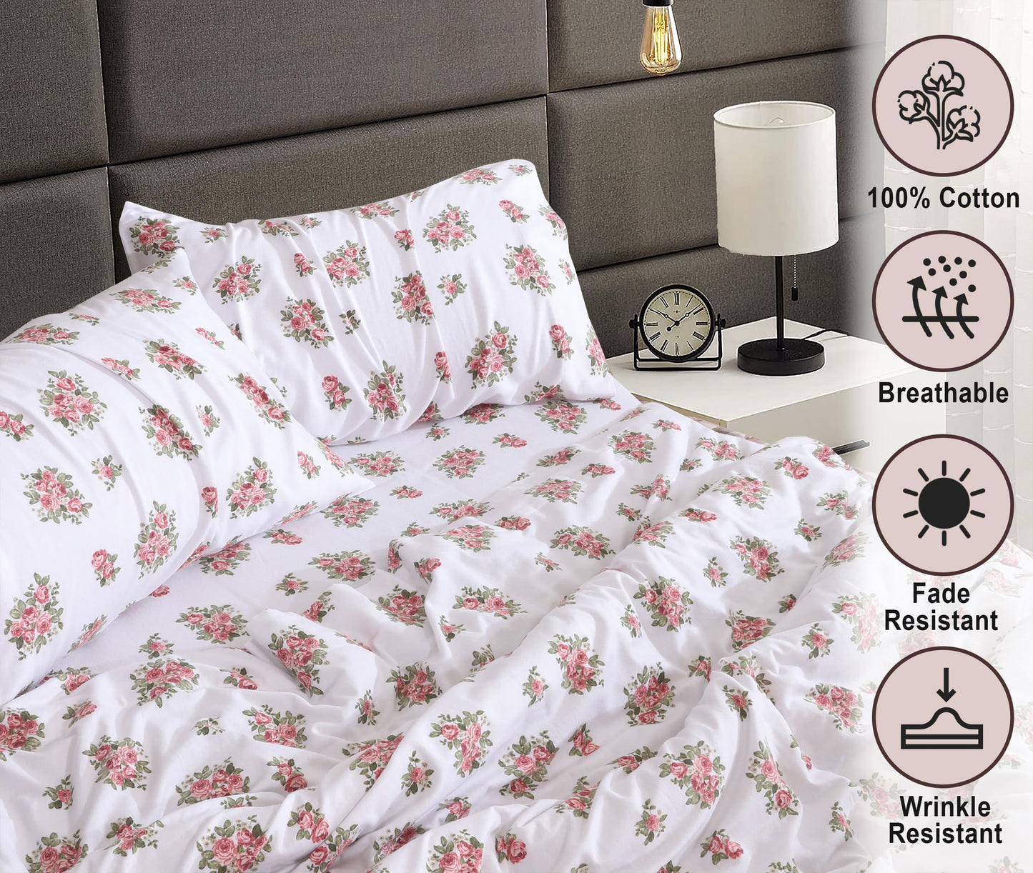 RUVANTI Flannel Sheets Queen Size - 100% Cotton Double Brushed Bed Sheets, Deep Pockets 16 Inches Queen Sheet Set, All Seasons Breathable & Extra Soft - Warm & Cozy, 4 Piece, Bali