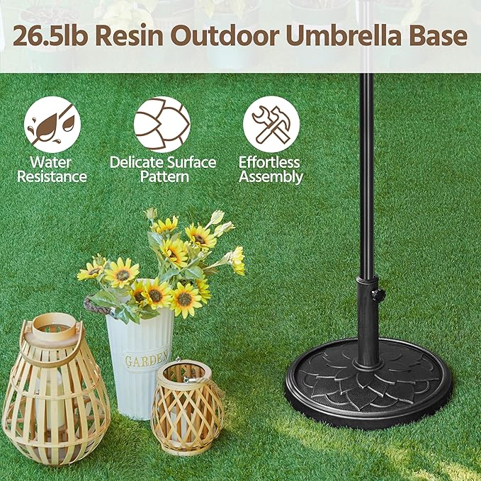 Yaheetech 18'' Umbrella Base 26.5lbs Heavy Duty Patio Umbrella Stand, Round Umbrella Base Stand, Resin Umbrella Holder for Outdoor, Garden, Yard, Black