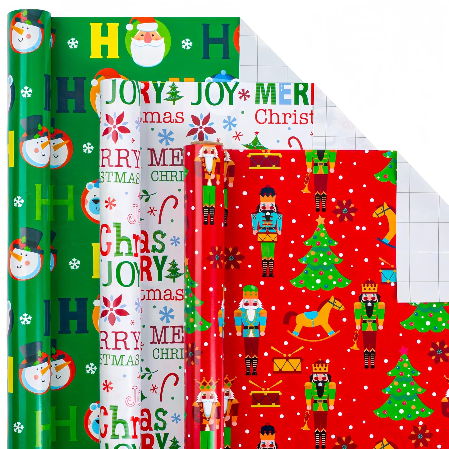 Afucus Nutcracker, Candy Cane, Snowflake Santa Gift Wrapping Paper Roll - Christmas, Holiday, Birthday (17 Inch X 33 Feet)