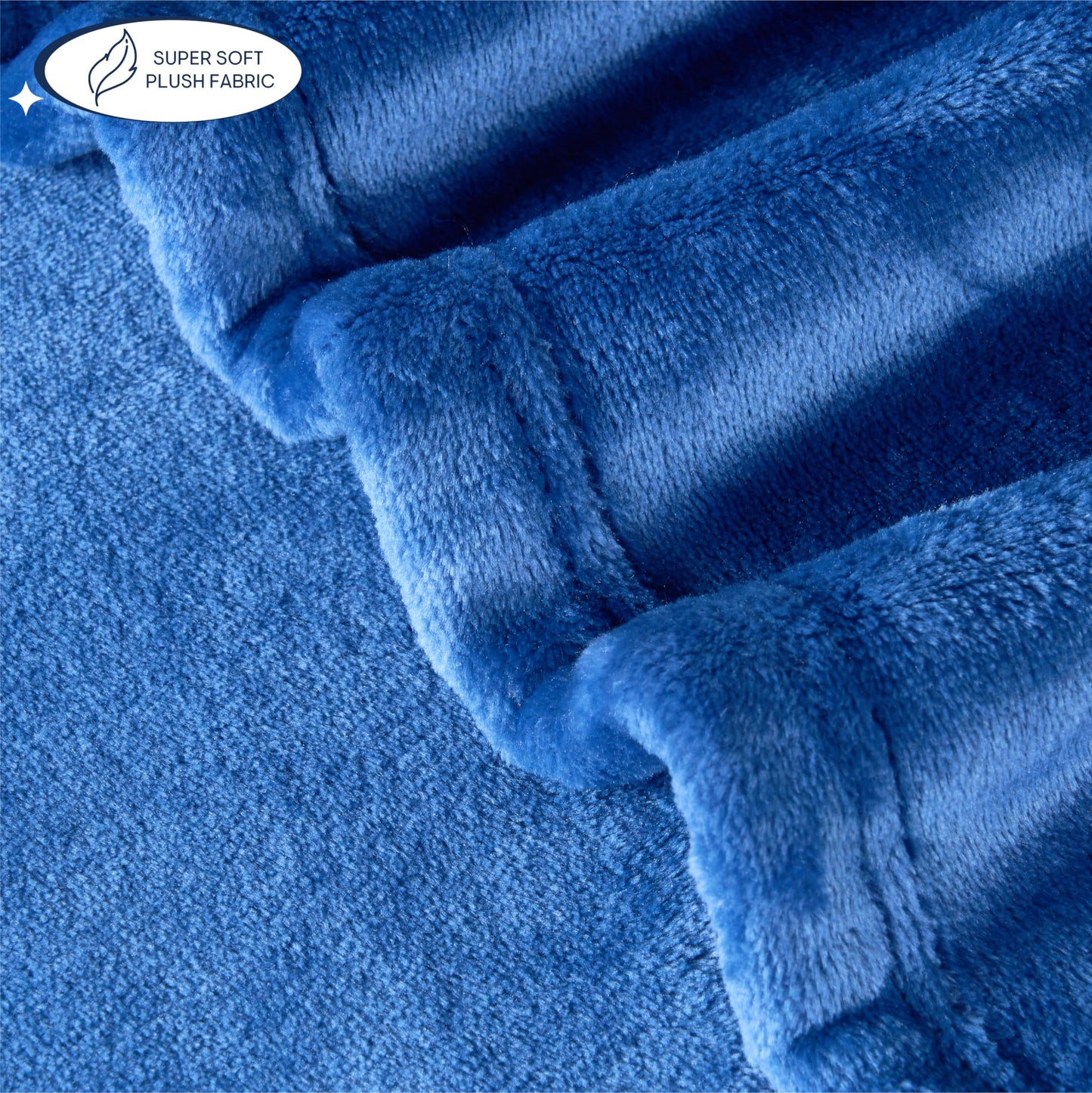 Aeropostale 50"x70" Luxurious Navy Soft Plush Oversized Throw Blanket with Decorative Peace Sign Patch