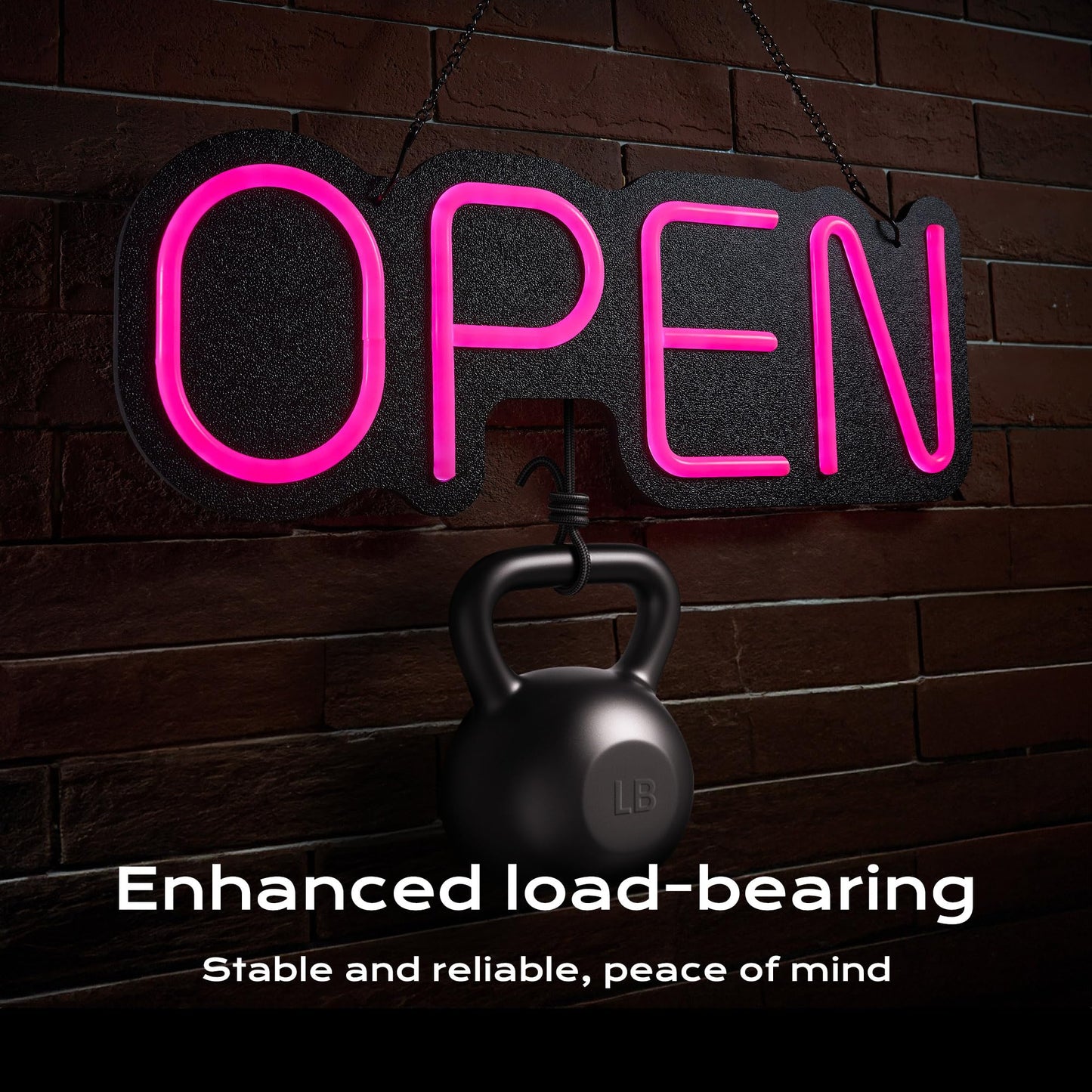24 inch Neon Open Signs for Business, Open Sign with Textured Backboard LED Anti-Scratch Easy Dedust Neon Light for Business(Pink)