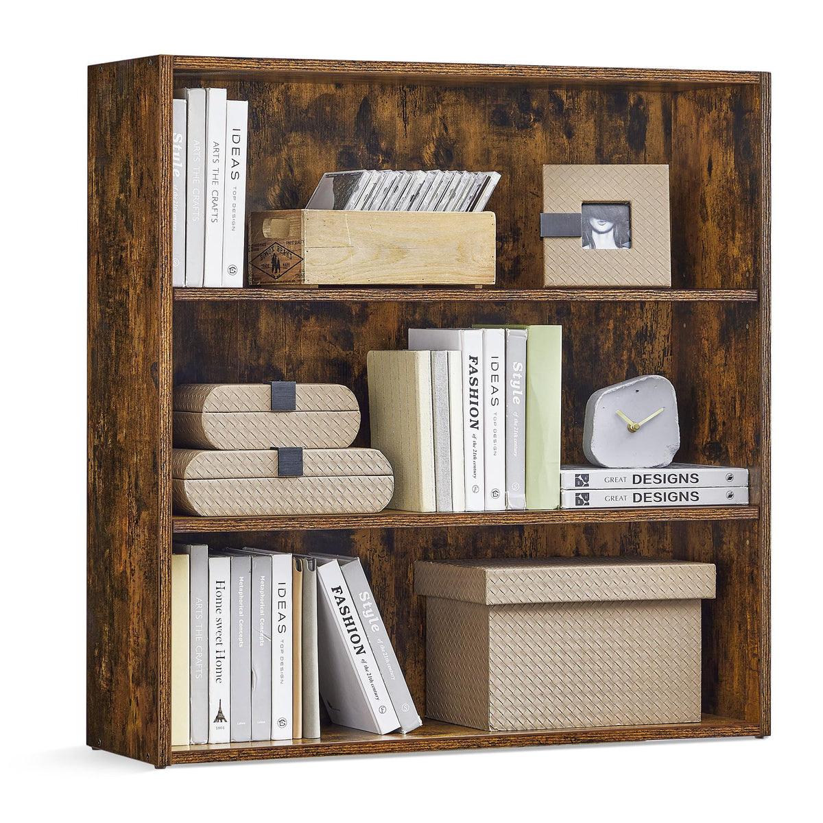 VASAGLE Custos Collection - Bookshelf, 3-Tier Bookcase, Book Shelf, Open Storage Shelf, 9.4 x 31.5 x 32 Inches, for Living Room, Home Office, Dinning Room, Rustic Brown ULBC173X01