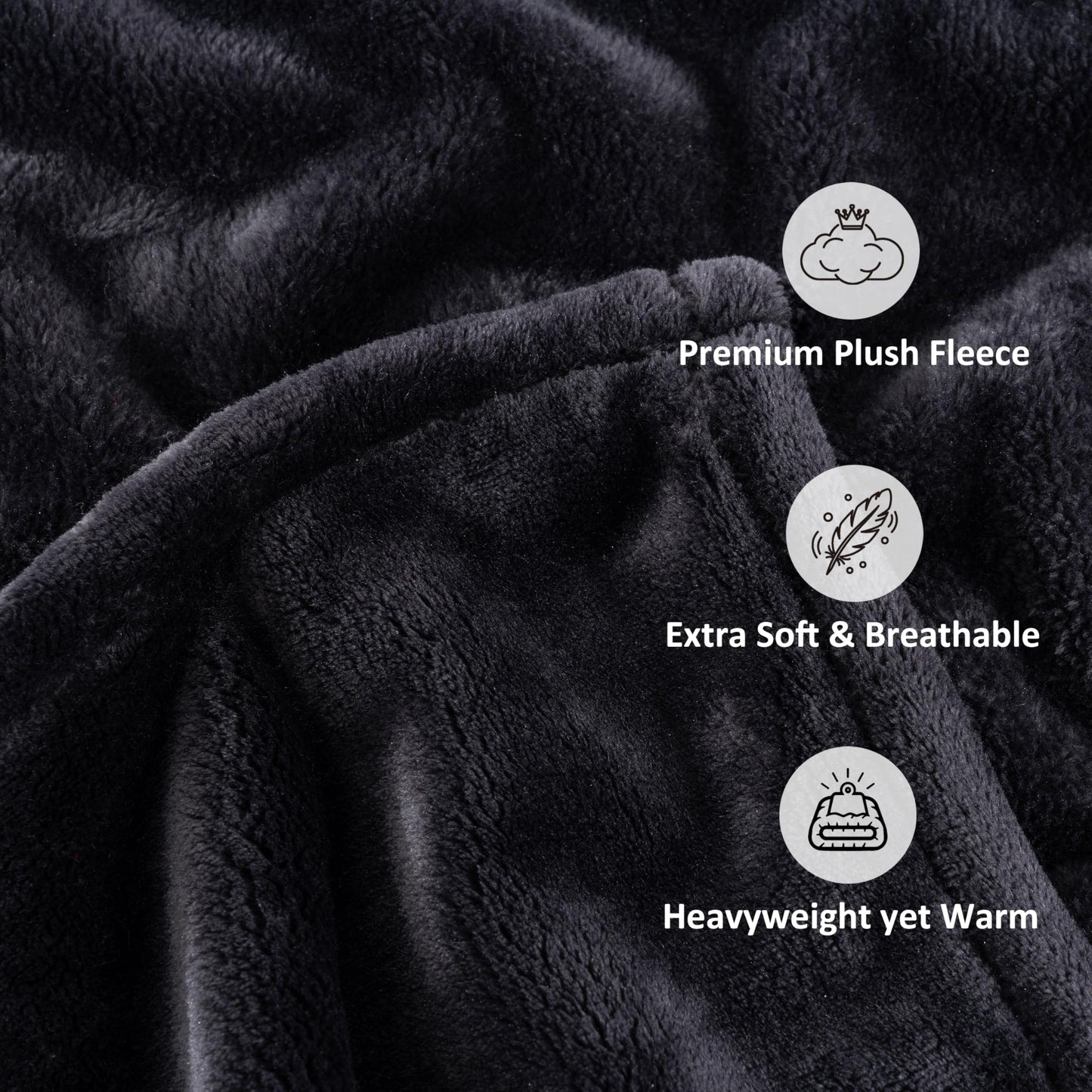 Sushing Micorfiber Fleece Blanket, Heavyweight Warm Plush Blanket, Room Home Decor for Couch Bed Sofa, 70in x 90in, Black