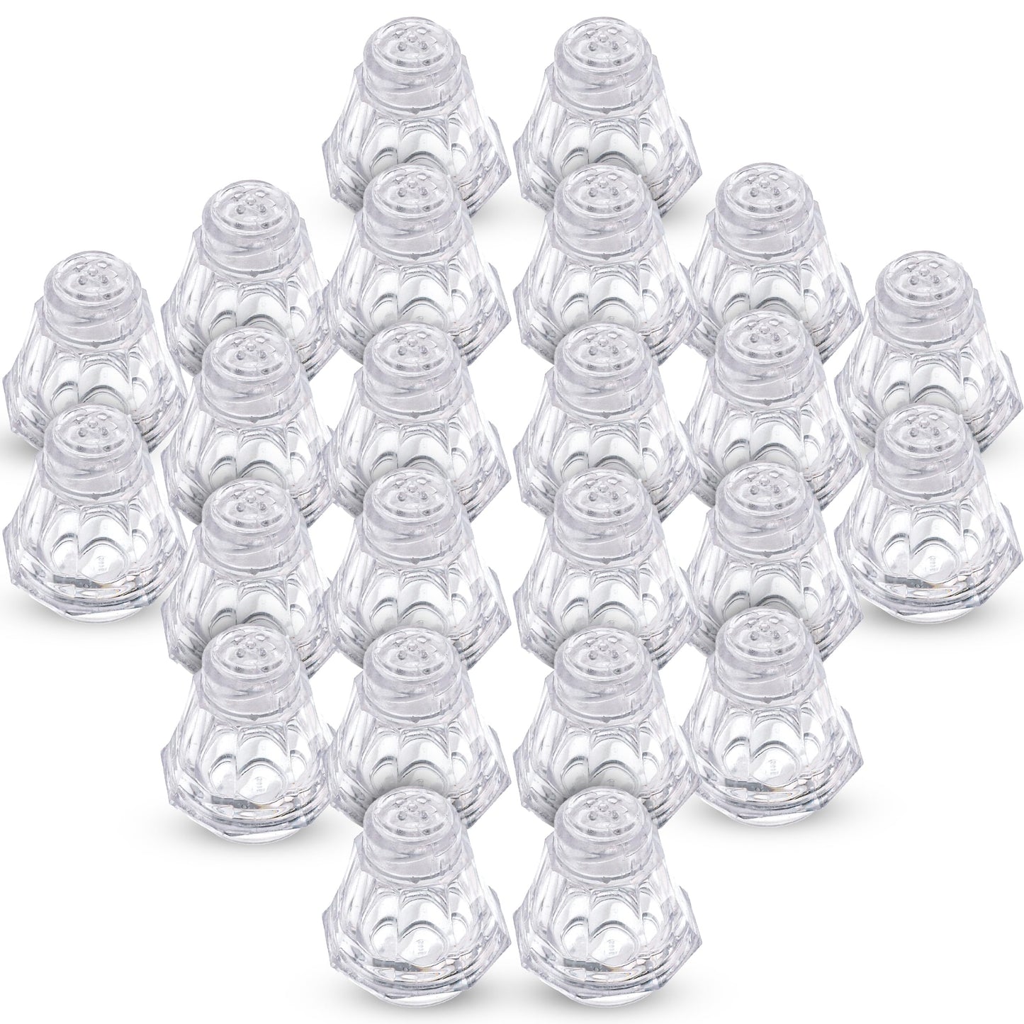 Crafts Central Plastic Mini Salt and Pepper Shakers For Party’s, Restaurants and Wedding’s - 24 Pcs (Clear)
