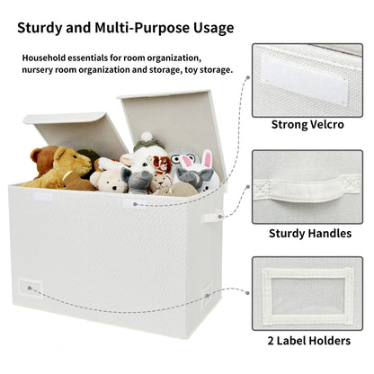 GRANNY SAYS Extra Large Storage Box, Pack of 1 Toy Storage Box, Foldable Storage Box with Lid, Toy Baskets for Kids, Toy Chest White Storage Box for Organising Baby Child's Living Room Toys and Stuff
