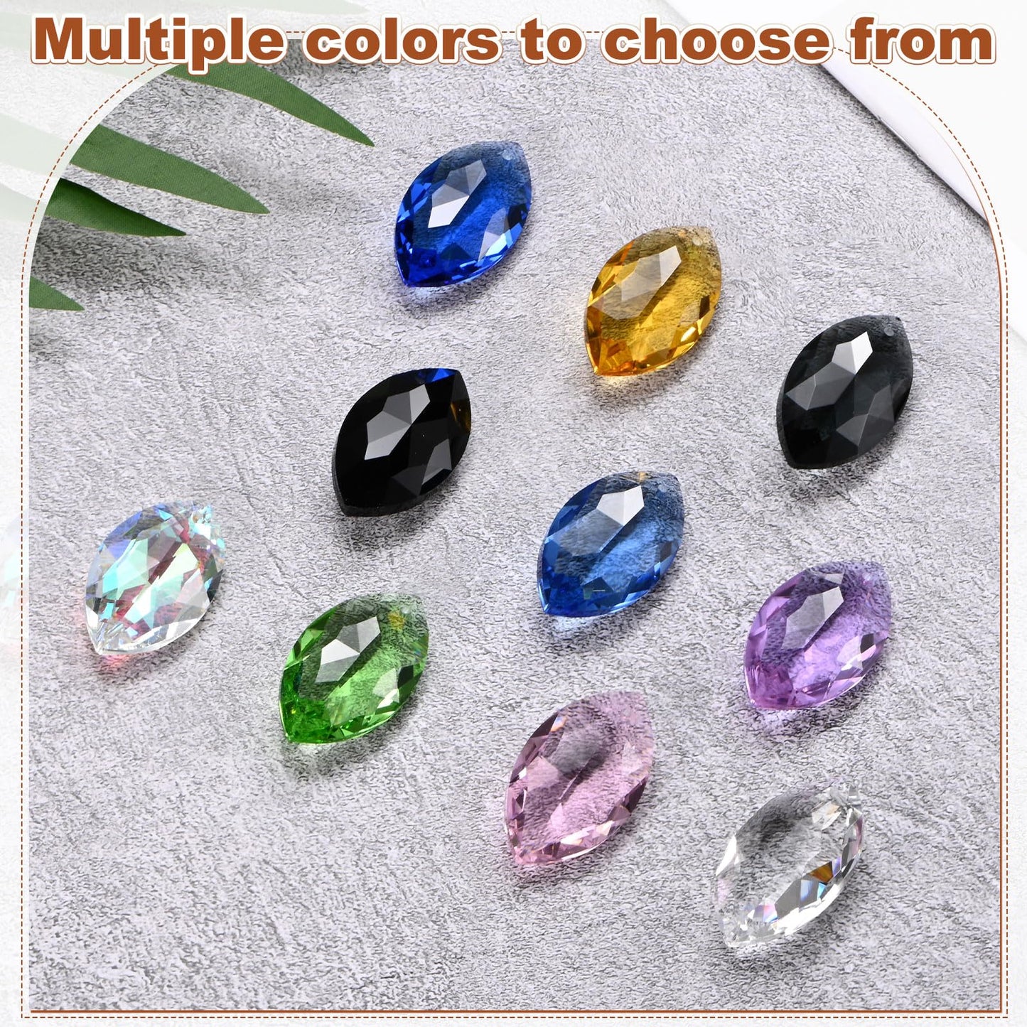 M METERXITY 8-Pack Crystal Horse Eye Prisms, 38mm/1.5 Inch Chandelier Pendant Maker Hanging Crystals Chandelier Prisms for Home/Windows/Garden/DIY Decoration[Pink]