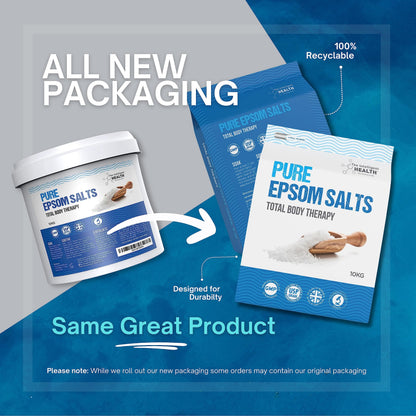 Pure Epsom Salts 10kg, Total Body Therapy, 100% Pure Premium Quality Magnesium Sulphate Traditional Bath Soak, Fine 1.4mm Easily Dissolvable Grain Size, Vegan Friendly by The Intelligent Health
