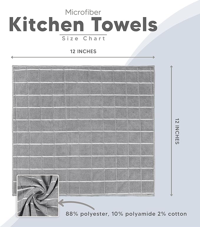Utopia Towels 8 Pack Kitchen Towels Set, 12x12 Inches, Highly Absorbent and