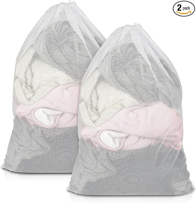 2 Pack Mesh Laundry Bags, 23 x 34 Inches Heavy Duty Mesh Laundry Bag, Large