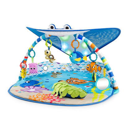 Bright Starts, Disney Baby, Finding Nemo Ocean Lights Baby Activity Gym and Play Mat with Detachable Toys, Sound and Music, Ages Newborn +