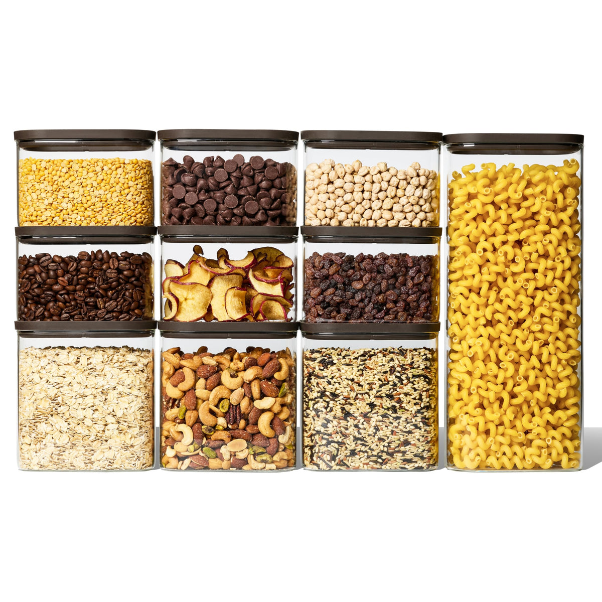 Naked Kitchen 20-Piece Food Storage Containers with Lids – Stackable BPA-Free Borosilicate Glass Pantry Storage Containers with Leak-Proof Airtight Seal for Kitchen & Pantry Organization – Black