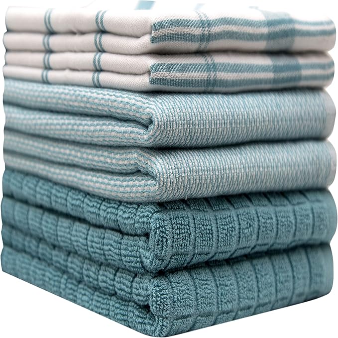 Premium Kitchen Towels | Large Cotton Dish Towels | Flat & Terry Highly