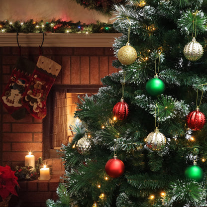 45Pcs 6cm/2.36inch Christmas Balls Glitter Ornaments Set, Shatterproof Plastic Xmas Tree Hanging Ornament, Christmas Decorations Balls for Holiday Festival Wedding House Bar Party(Red/Gold/Green)