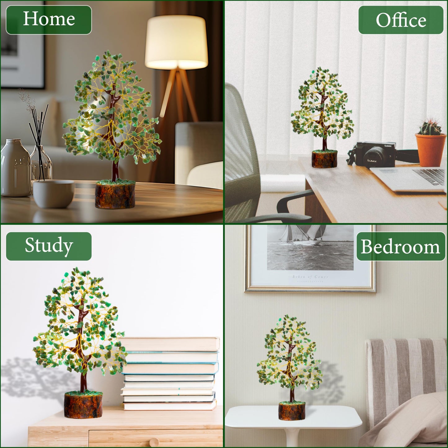 ZENFULSTONE Green Jade Crystal Tree of Life for Luck & Prosperity Decor for Home and Office | Handmade Bonsai for Wealth & Balance and Good Fortune | Perfect Well-Being Gift for Loved Ones