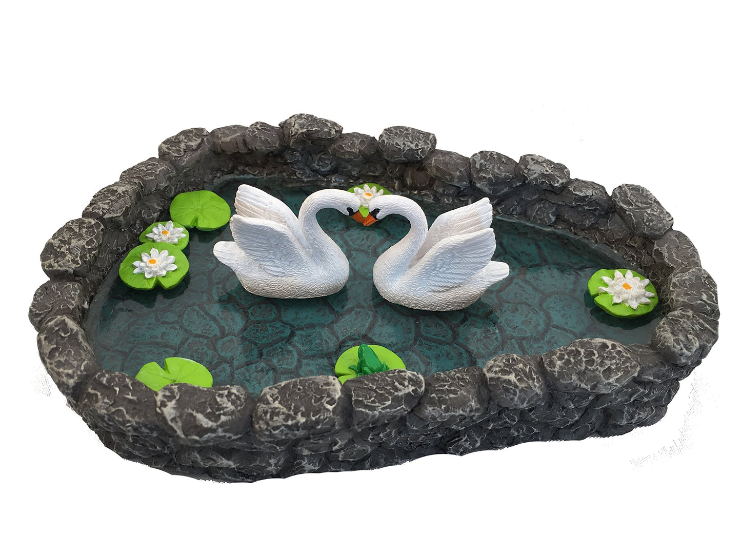 GlitZGlam Miniature Swan Pond - Love is in the Air! A Miniature Swan Pond for Miniature Fairy Garden and Miniature Garden Accessories