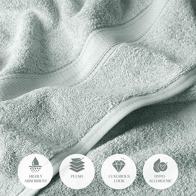 SUPERIOR Egyptian Cotton Pile Bath Towel Set of 2, Ultra Soft Luxury Towels