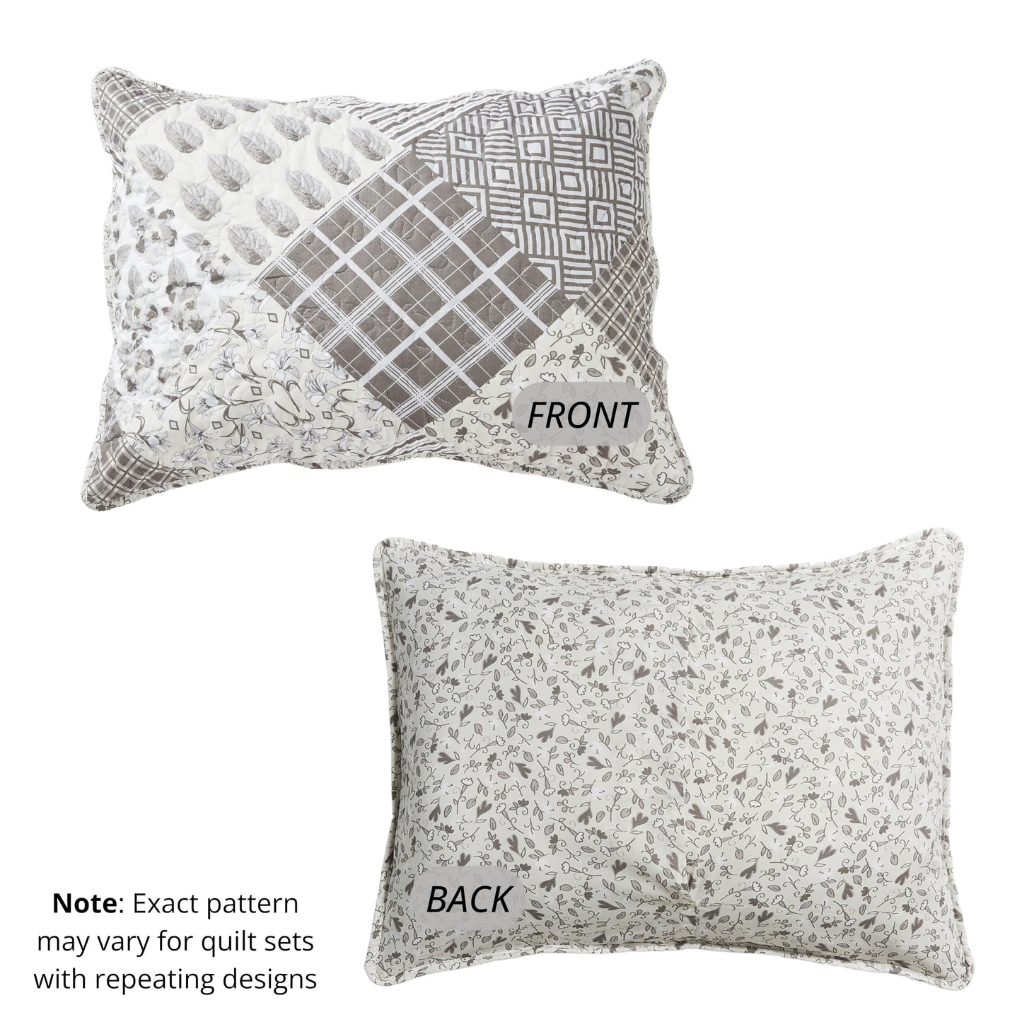 Virah Bella Quilt Bedding Set in Full/Queen Phyllis Dobbs Charming Grays Printed Lightweight Reversible Quilt with 2 Matching Pillow Shams - Cozy & Beautiful Contemporary-Themed Bedding