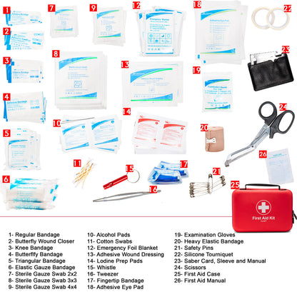 First Aid Kit 230 Piece, Waterproof, All Purpose Use Outdoor, Indoor, Car, Hiking, Office, Kitchen,