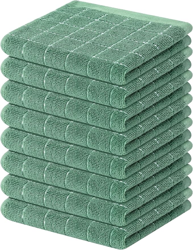 Mordimy 100% Cotton Terry Cloth Dish Cloths, Soft and Absorbent Checkered Dish