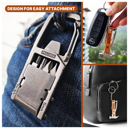 Pellota Multi Tool Prizes [17-in-2] for Adults - Multi Tool for Men, Multitool, Small Hammer, Small Tools, Hammer Multitool, Gifts for Men, Dad, Husband, Camping, Bottle opener, retrieve card pin