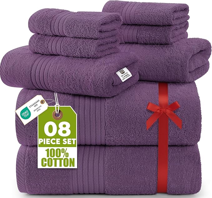 Utopia Towels 8 Piece Premium Towel Set, 2 Bath, 2 Hand, and 4 Washcloths