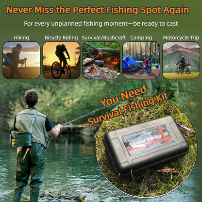 LoDinpo Mini Survival Fishing Kit Compact Emergency Fishing Gear for Camping, Hiking, Bushcraft, Backpacking Small Tackle Box with Hooks, Line, Floats Tools Great Gift for Fishermen, Hikers&Preppers