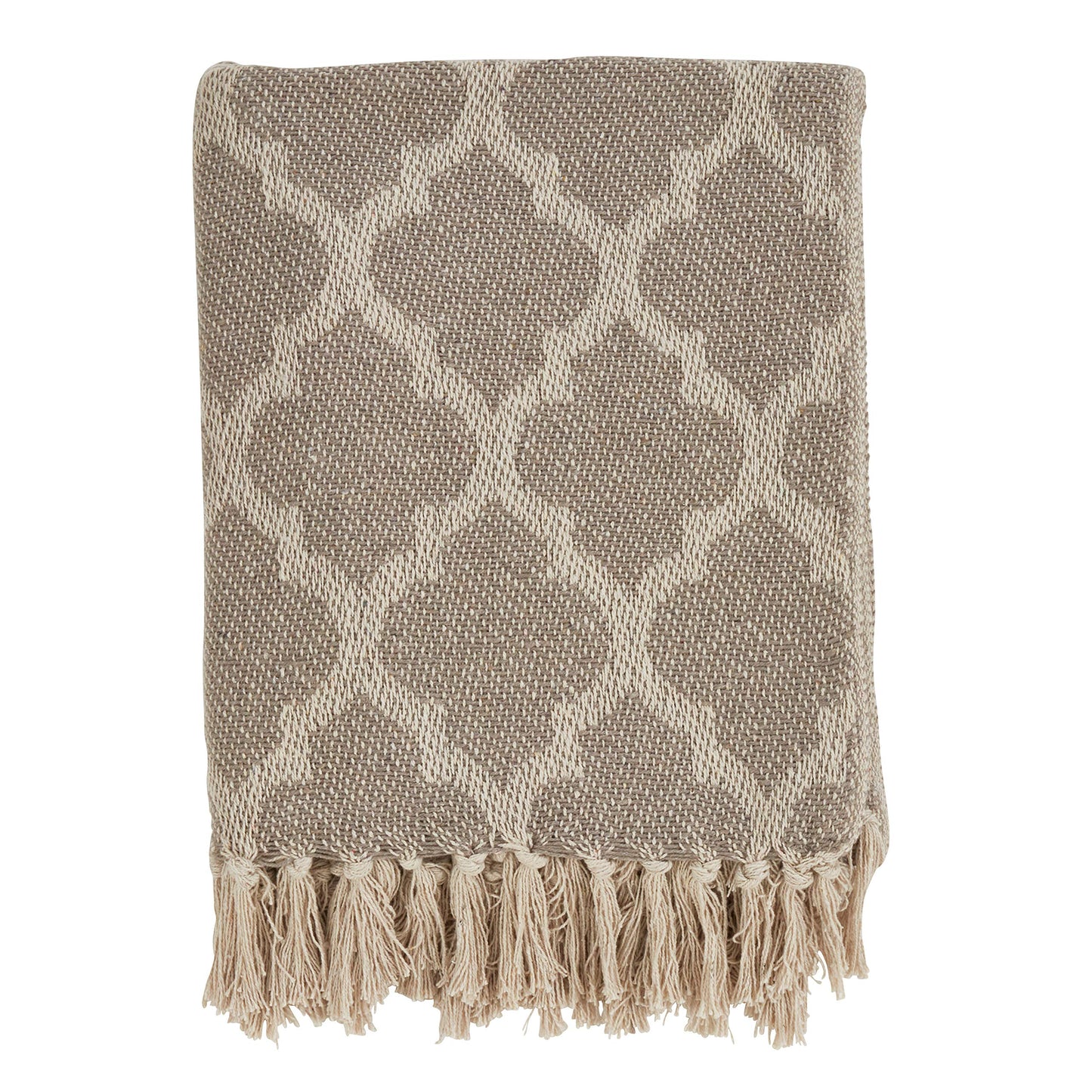 SARO LIFESTYLE Sevan Collection Moroccan Tile Cotton Throw, 50" x 60", Grey