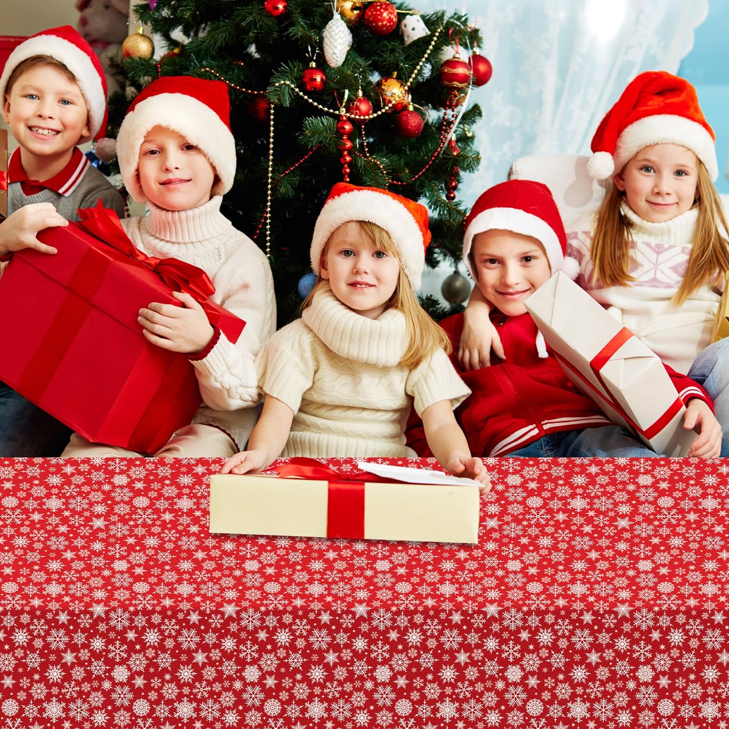 JHDZDHY 6 Pack Christmas Snowflake Tablecloth Disposable Plastic Tablecloth Table Cover for Christmas Party Decoration Supplies 54 x 108 Inches (Snowflake)
