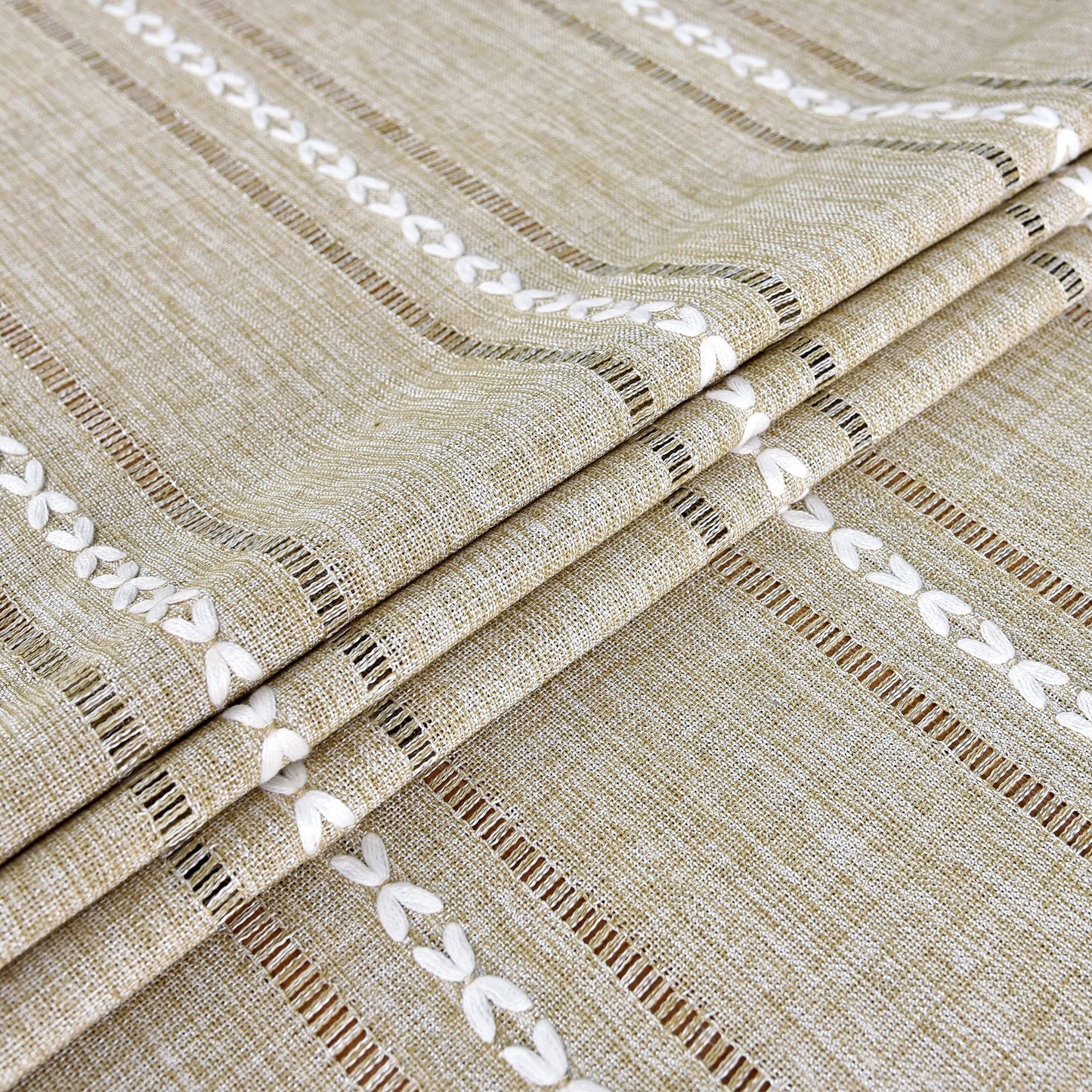 NEWISHER Rustic Farmhouse Embroidered Small Square Tablecloth Jacquard Striped Table Cloth Linen Texture Washable Dining Table Cover Kitchen Dining Home Decoration Yellow 42x42 inch