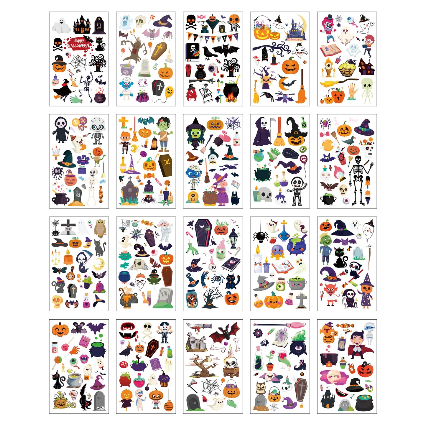 Temporary Tattoos for Kids - 360 Piece Bulk Halloween Trick or Treat Fake Tattoos for Boys & Girls Assorted Prizes Party Favor Goody Bag Stuffers - 20 Sheets