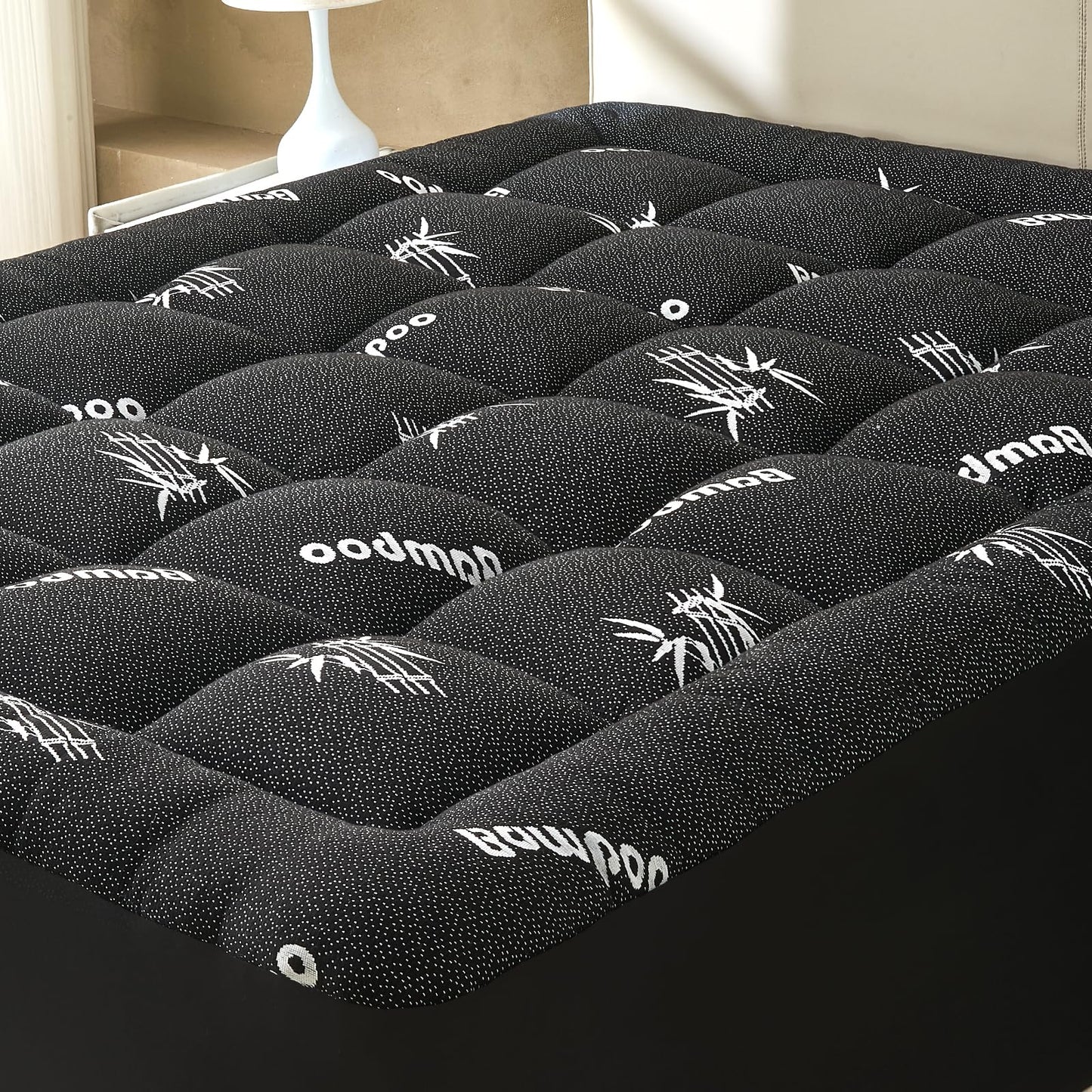 SurChic Queen Size Mattress Topper Viscose Derived from Bamboo, Soft Thick Pillow Top Mattress Pad Cover for Back Pain, Cooling Mattress Protector with 8-21 Inch Deep Pocket, Dark Grey