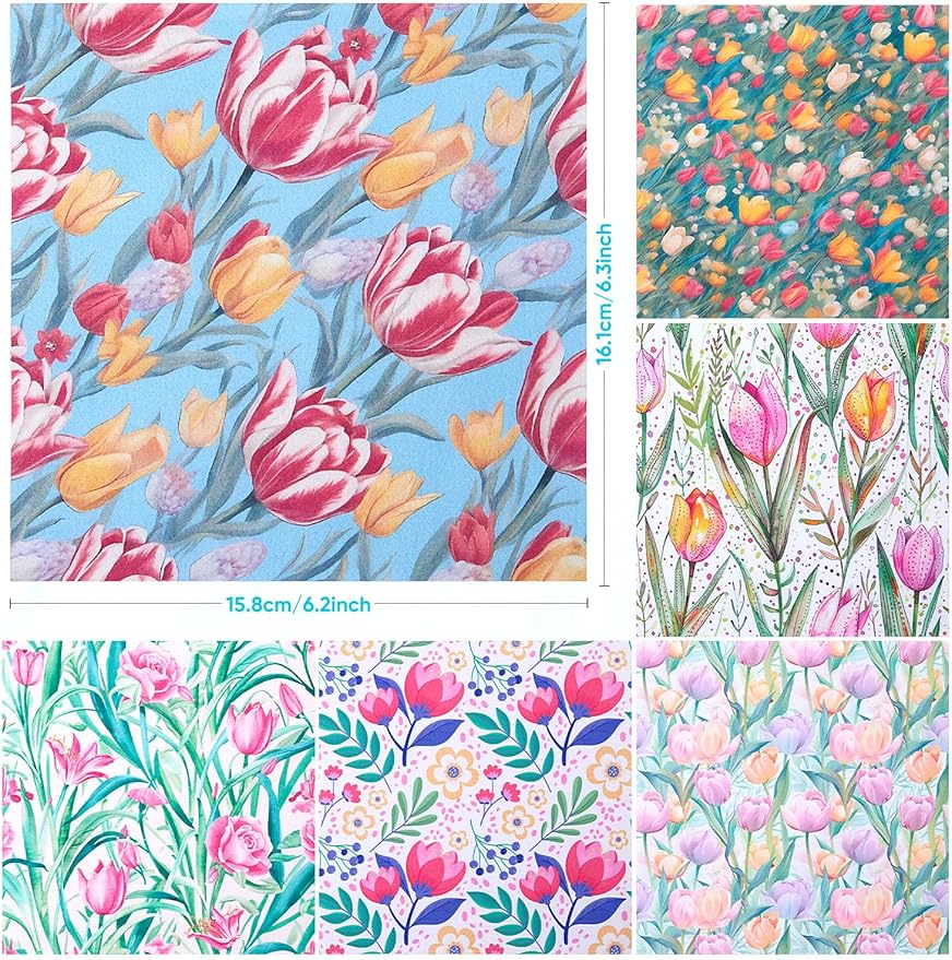 6PCS Thickened Glasses Cleaning Cloth Elegant Flower Design Microfiber Cleaning