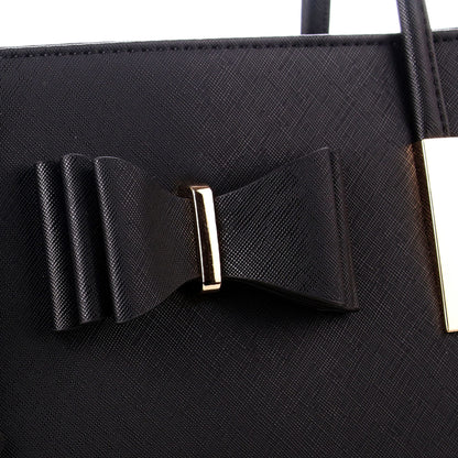 WEDMAY Women's Large Tote Shopper Bag for Work & School - Fits 15.6" Laptop, Water-Resistant Faux Leather Daily Commuter Handbag (Black)