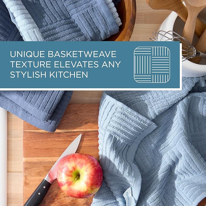Town & Country Basics Basketweave Antimicrobial Terrycloth Kitchen Towel 4-Pack