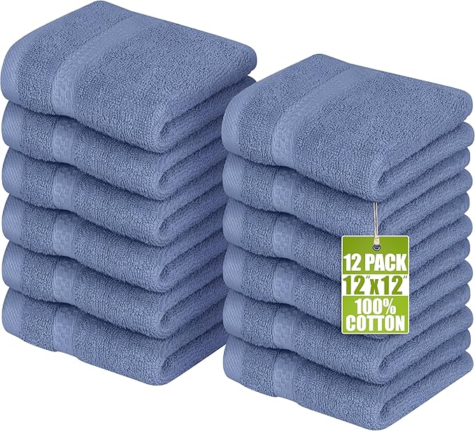Utopia Towels 12 Pack Premium Wash Cloths Set, 12 by 12 Inches, 100% Cotton