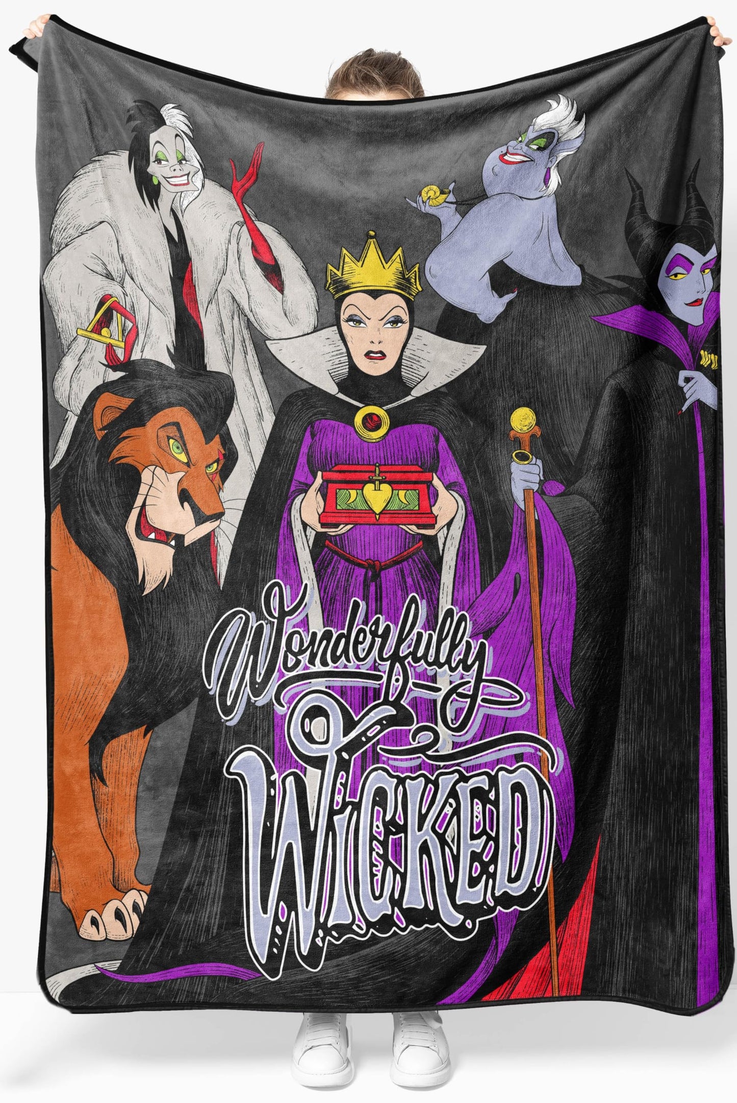 Jay Franco Kids Plush Throw Blanket – Soft & Cozy Fleece Throw for Bedroom & Couch Décor, Official Licensed Product, Multi - Disney Villains, 46x60 - Throw Blanket