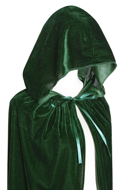 Txian Full Length Hooded Velvet Cloak Halloween Christmas Fancy Cape Costumes 59" (Green)