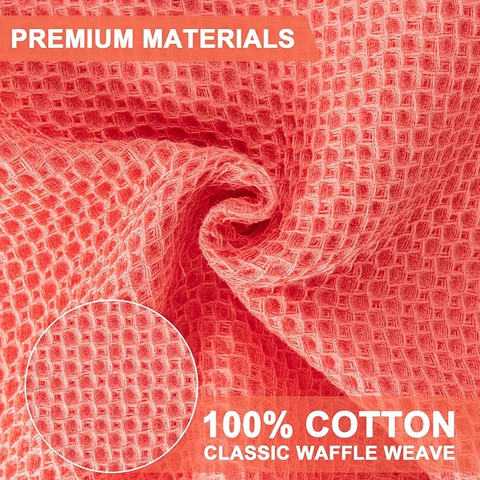 BOOMIBOO 6-Pack Kitchen Dish Cloths, 100% Cotton Waffle Weave, Ultra Soft