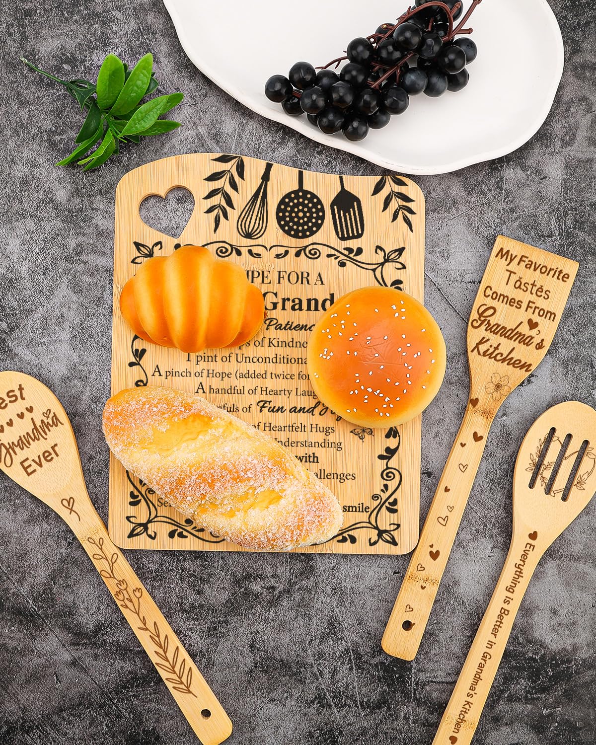 Aremdys Grandma Gifts, Grandma Birthday Gifts from Grandkids Cutting Board Set Kitchen Valentines Day Gift for Grandmother Practical Gifts Christmas Birthday Mother's Day Gifts Idea for Nana Gigi