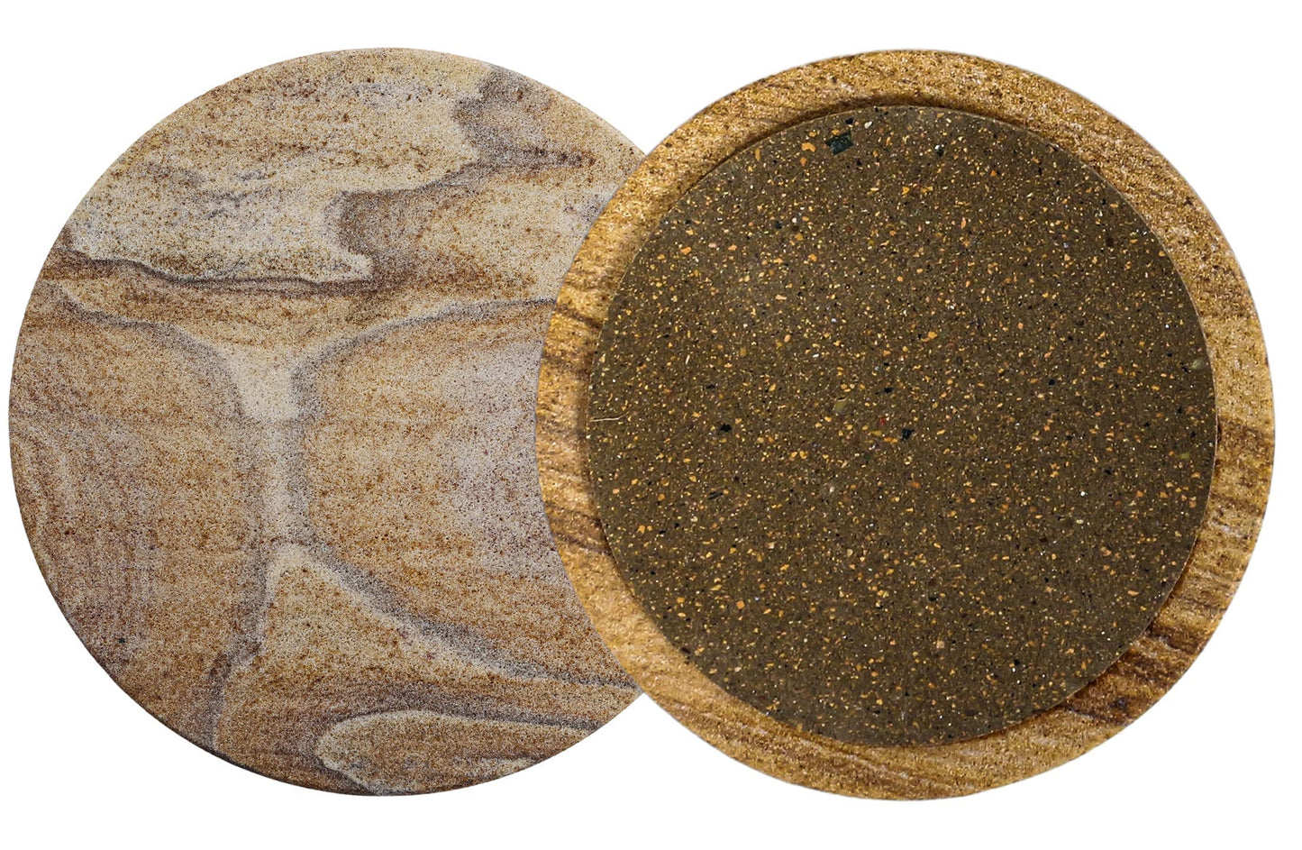 Marbco Sandstone Water Absorbent Hand Crafted Round Coasters for Drinks - 4 Inches Wide Thirsty Stone Bar/Drink Coasters- Made from Rainbow Sandstone (Set of 6 Without Holder)