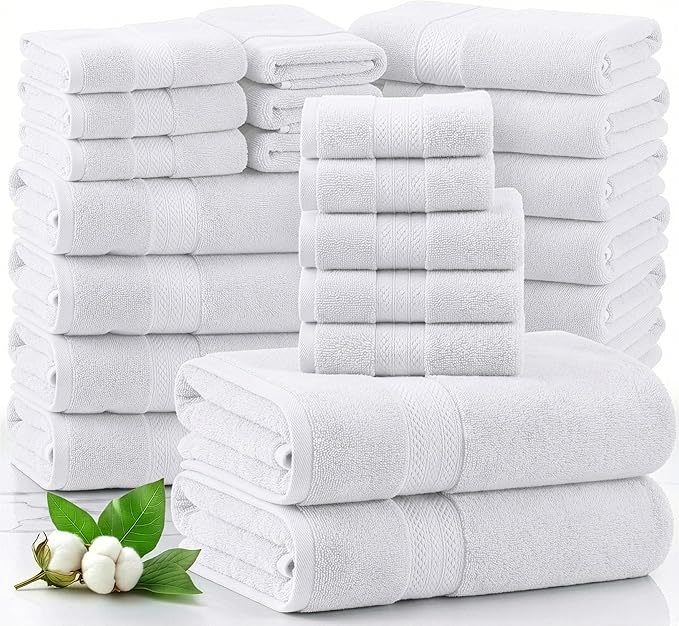 LANE LINEN 100% Cotton Bathroom Towel Set of 24