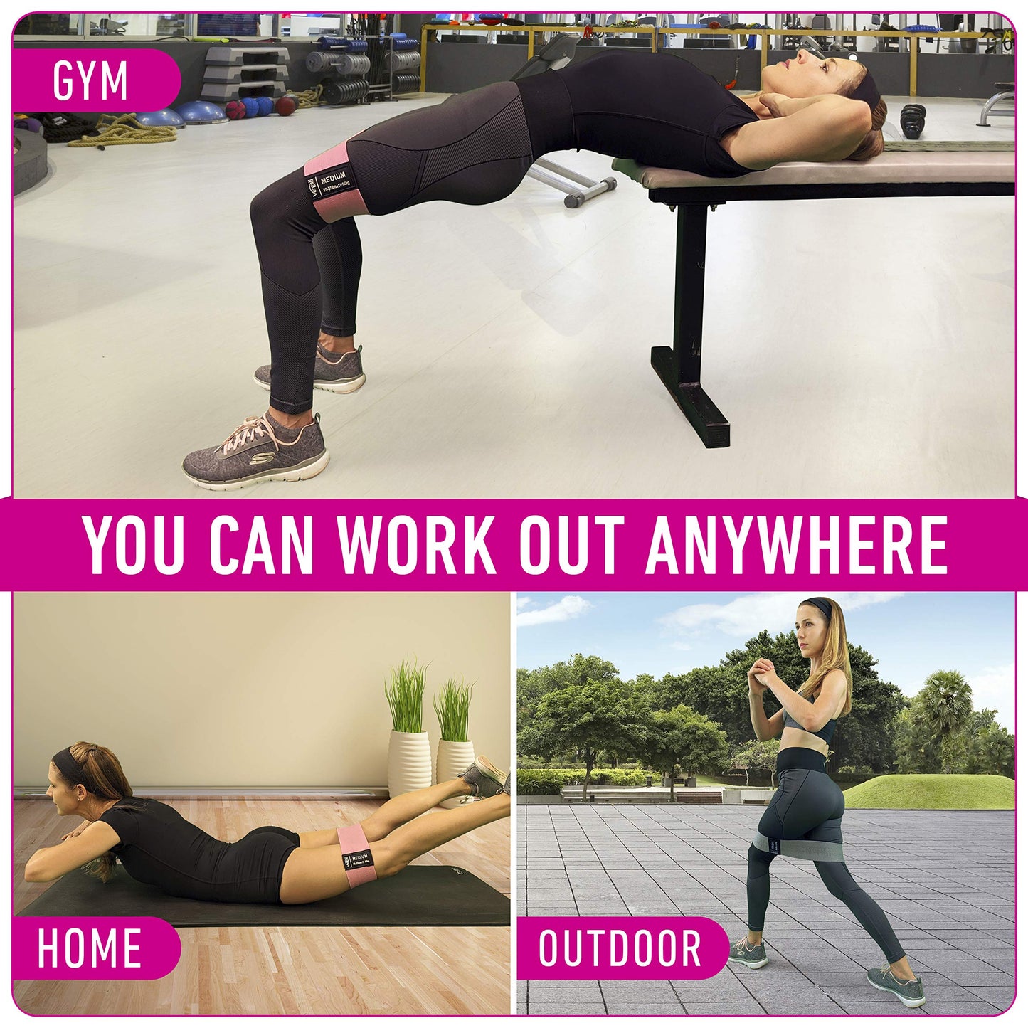 Resistance Bands for Working Out with Workout Bands Guide. 4 Booty Bands for Women Men Fabric Elastic Bands for Exercise Bands for Legs for Working Out Hip Thigh Glute Bands Set