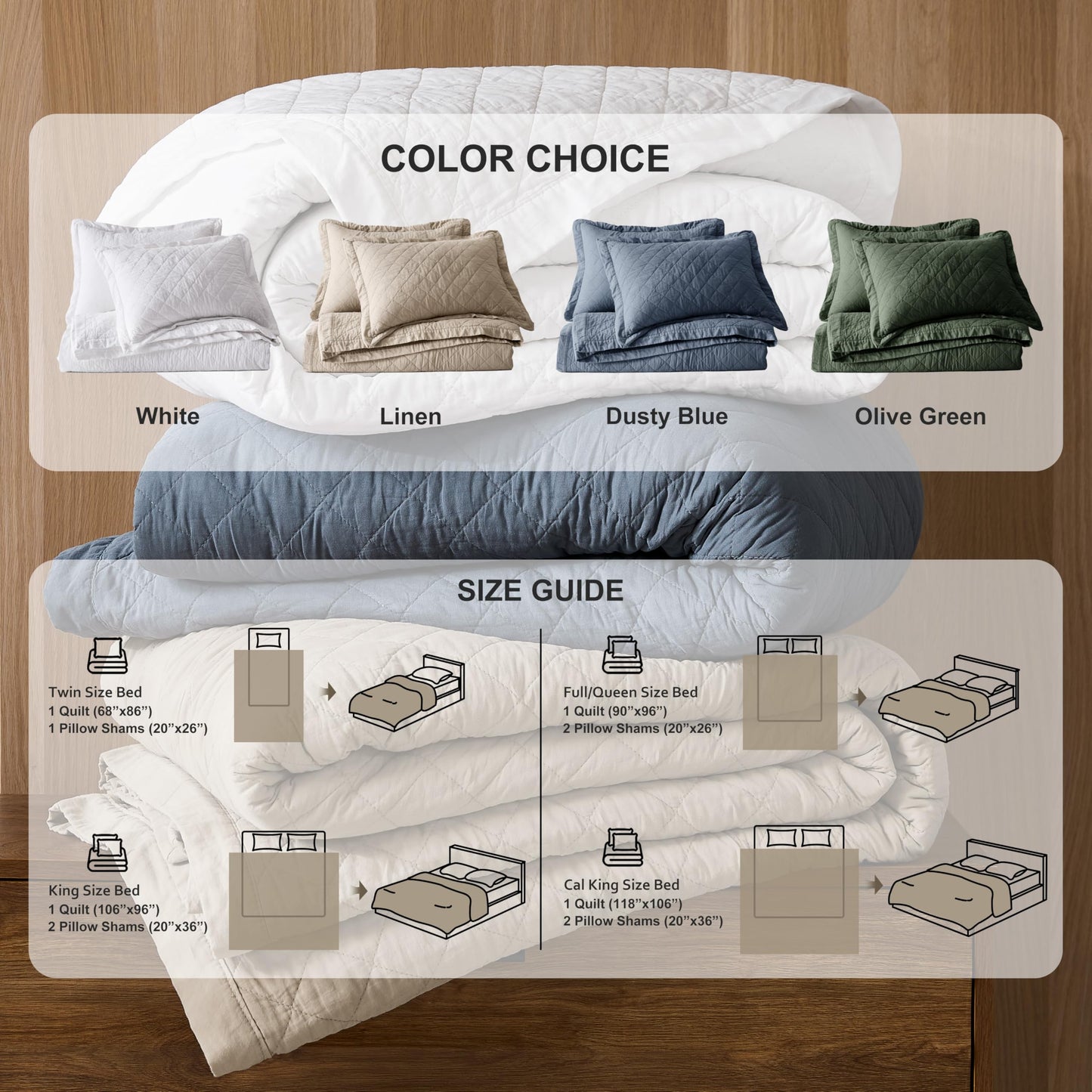 WDCOZY 100% Cotton Quilt Oversized King Size Bedspread, Pre-Washed 3-Piece Lightweight Soft Coverlet Set with 2 Pillow Shams, Farmhouse Design All Season Bedding Set, Beige