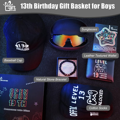 GiftAmaz 13 Year Old Boy Gifts, Happy 13th Birthday Decorations for Boys, Coolest Birthday Gift Ideas, Teenager Gifts for Him, Cool Holiday Graduation Box Gift for Teens Boys Friends, Grandson or Nephew