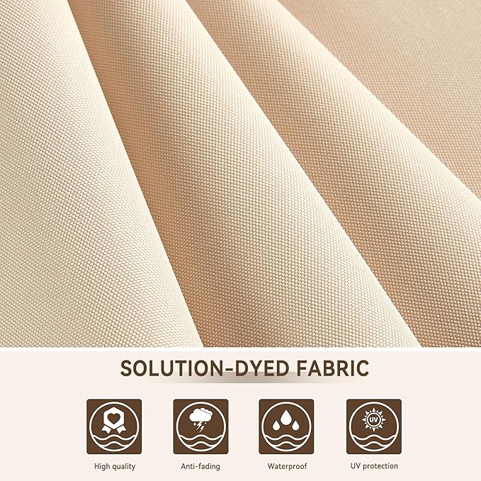 10 X 13 FT Cantilever Outdoor Patio Umbrella with Led Lights Large Heavy Duty 360° Rotation Double Top Offset Rectangular Umbrellas for Backyard Garden Pool Outside Deck, Beige