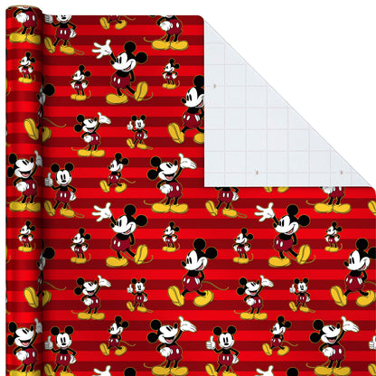 Hallmark Disney Mickey Mouse Wrapping Paper with Cut Lines on Reverse (3-Pack: 60 sq. ft. ttl) for Birthdays, Christmas, Hanukkah, Baby Showers and More